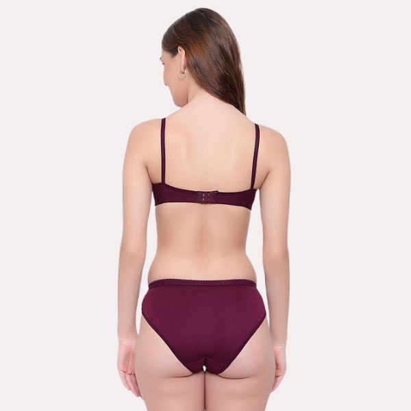 गद्देदार गैर-वायर्ड पुश-अप ब्रा पैंटी सेट (2 पैक)