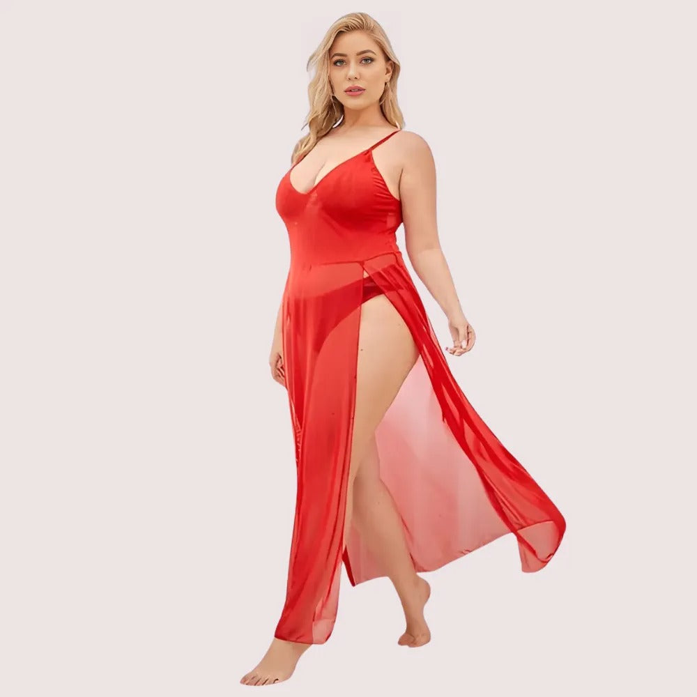 नरम सुरुचिपूर्ण फीता मोहक नाइटगाउन