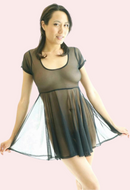 प्लस साइज सेक्सी ब्लैक शीर मेश स्केटर ड्रेस