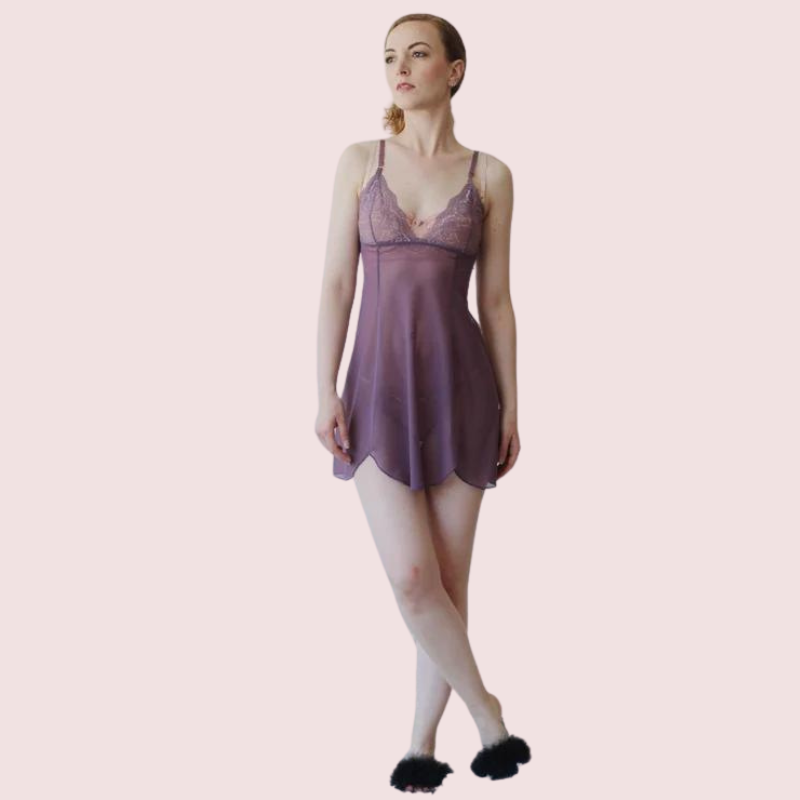 प्लस साइज़ महिलाओं के लिए सरासर मेष नाइटगाउन स्लिप