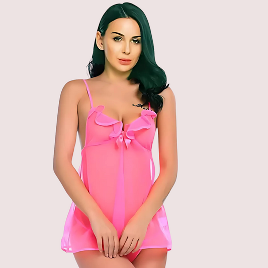 मैचिंग जी-स्ट्रिंग के साथ शीर लेस बेबीडॉल