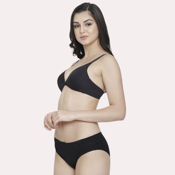 गैर-गद्देदार प्लंज ब्रा पैंटी सेट (2 पैक)