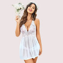 दुल्हन सफेद फीता और सरासर बेबीडोल नाइटवियर