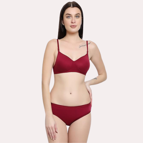हल्के से गद्देदार ब्रा और सॉफ्ट कॉटन पैंटी सेट (2 पैक)