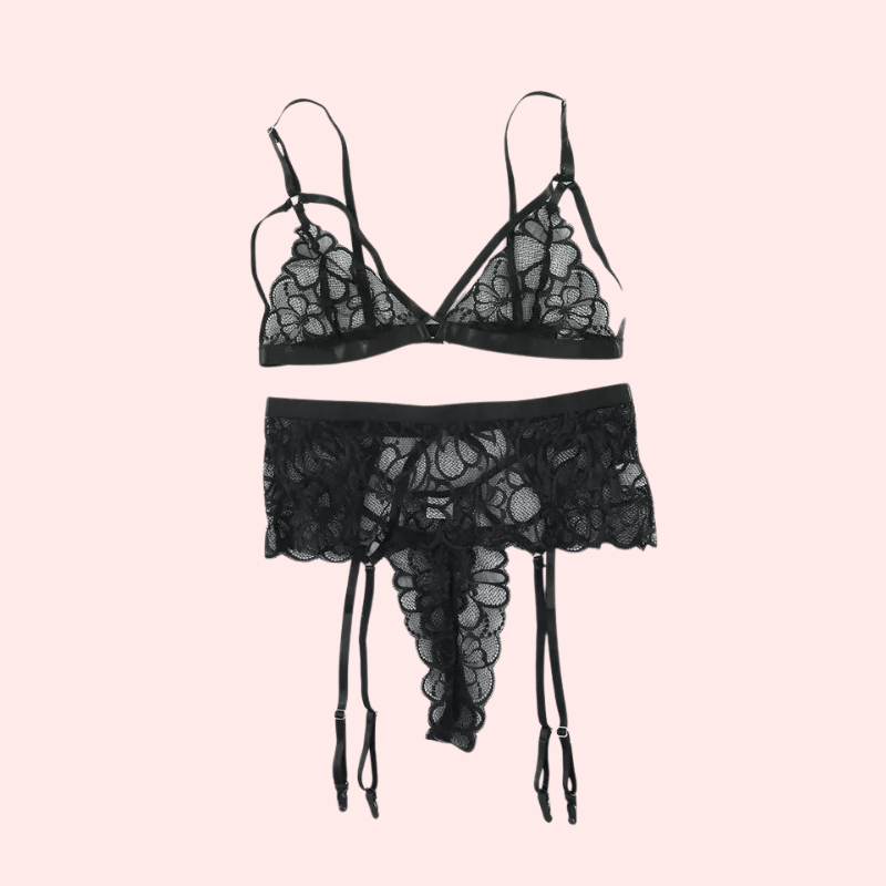 कामुक फीता गार्टर बेल्ट अधोवस्त्र मिलान सेट