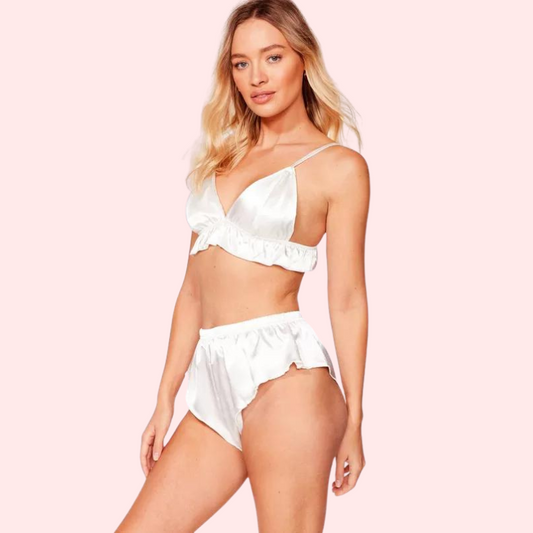 FLEUR DE SOIE PURE SHILK SATIN BRA SET