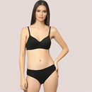 चेरी हग - ब्लैक कॉटन ब्रा और पैंटी सेट