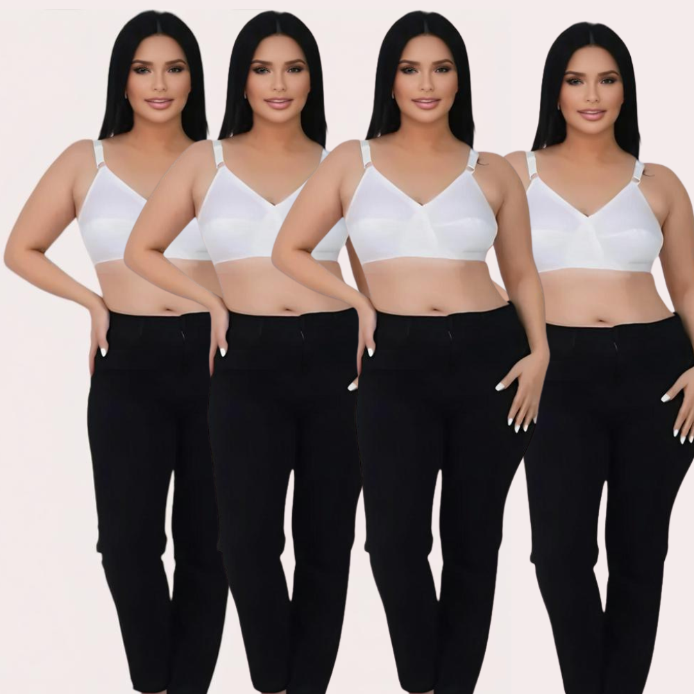 Purebreeze 4-पैक-ग्रीष्मकाल के लिए सफेद सूती ब्रा