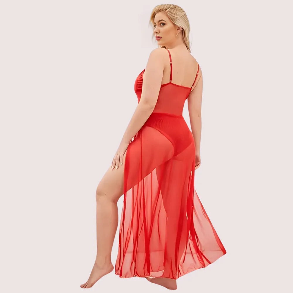 नरम सुरुचिपूर्ण फीता मोहक नाइटगाउन