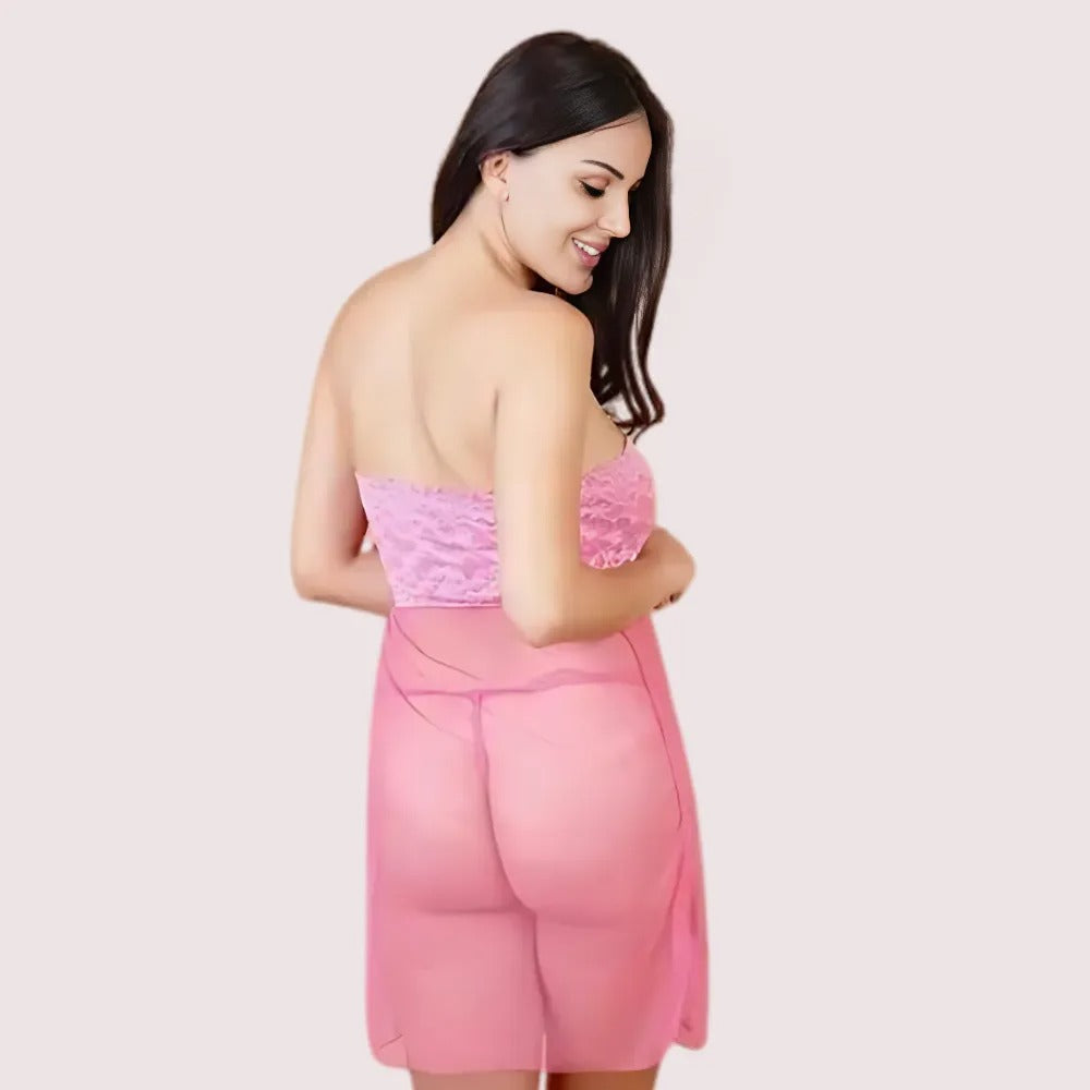 गुलाबी फीता और सरासर प्रलोभन बेबीडोल