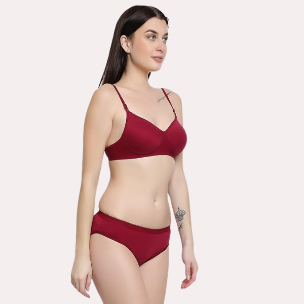 हल्के से गद्देदार ब्रा और सॉफ्ट कॉटन पैंटी सेट (2 पैक)