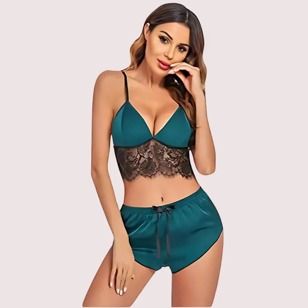 नरम साटन नींद फीता लहजे के साथ सेट करता है