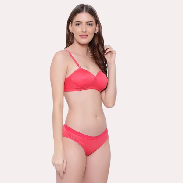 महिलाओं के लिए गैर-वायर्ड कॉटन पुश-अप ब्रा पैंटी (2 पैक)