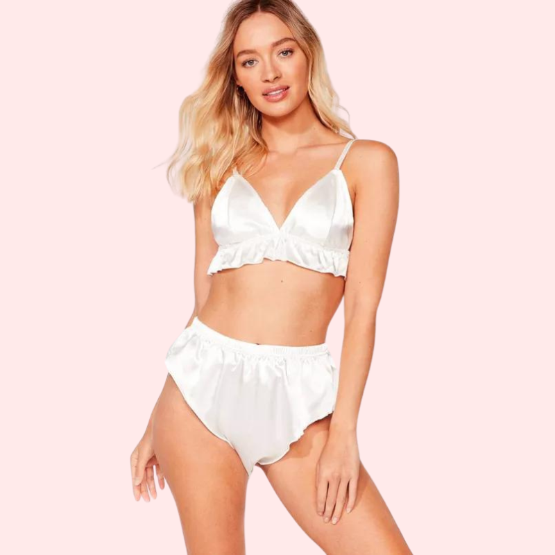 FLEUR DE SOIE PURE SHILK SATIN BRA SET