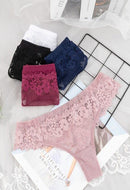 पैक (3 में से) महिला पुष्प फीता पेटी अंडरवियर