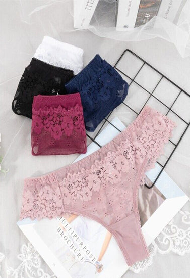 पैक (3 में से) महिला पुष्प फीता पेटी अंडरवियर