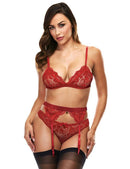 महिलाओं के लाल फीता ब्राल्ट और गार्टर सेट