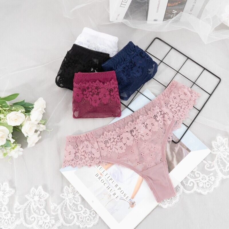 पैक (3 में से) महिला पुष्प फीता पेटी अंडरवियर