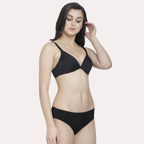 गैर-गद्देदार प्लंज ब्रा पैंटी सेट (2 पैक)