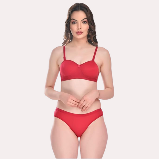 एक मोहक लुक (2 पैक) के लिए गद्देदार सूती ब्रा पैंटी सेट