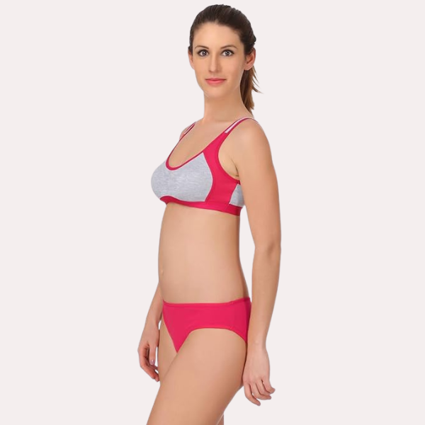 महिलाओं के लिए पैंटी के साथ ट्रेंडी स्पोर्ट्स ब्रा (2 पैक)