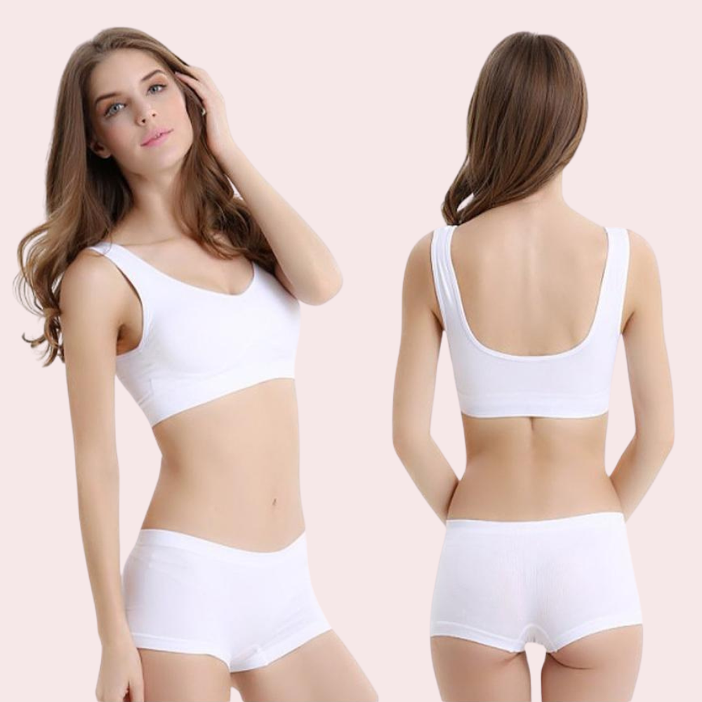 मध्यम प्रभाव स्पोर्ट्स ब्रा बॉयशॉर्ट सेट