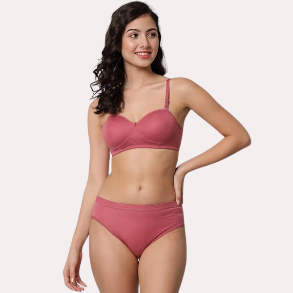 आकस्मिक ठाठ कॉटन ब्रा पैंटी सेट (2 पैक)